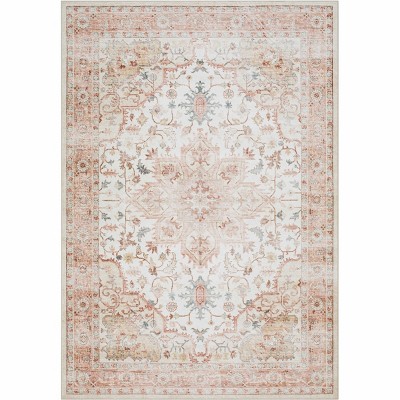 Hauteloom Lotan Pink Medallion Washable Area Rug