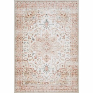 Hauteloom Lotan Pink Medallion Washable Area Rug - 1 of 4
