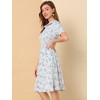 INSPIRE CHIC Women's Vintage Floral Peter Pan Collar High Waist Puff Sleeve A-line Midi Dress - 4 of 4