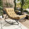 Oversized Rocking Papasan Chair, Outdoor Papasan Rocking Chair with Cushions, Indoor Egg Rockings Lounge Chairs for Bedroom, Living Room, Garden - 2 of 4