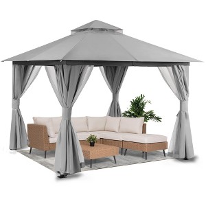 YARDGRACE Semi-Permanent Patio Gazebo 10'x10' with Expansion Bolts, Outdoor Heavy Duty Party Tent with Double Roofs - 1 of 4
