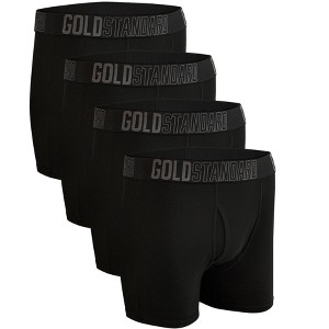 Gold Standard 4-Pack Mens Soft Cotton Boxer Briefs Premium Stretch - 1 of 4