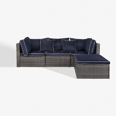 WestinTrends  4-Piece Outdoor Patio Sofa Sectional Set with Ottoman