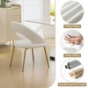 Kumasinova Velvet Upholstered Dining Chair with Curved Backrest, Single Ergonomic Kitchen Chair with Golden Metal Legs, Adjustable Foot Nails - 2 of 4