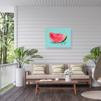 Summer Watermelon Outdoor Canvas Print with Light Blue Background