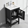 20" Bathroom Vanity with Ceramic Sink, Soft-Close Door, Storage Rack, Open Shelf, Solid Wood & MDF Freestanding Cabinet - 2 of 4