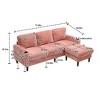 VASIP 3-Seater Sectional Sofa with Storage Ottoman,Chenille Fabric Sectional Couch with Side Pocket,Cup Holders, for Living Room,Beige - 3 of 4