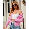 Women's V Neck Lightweight Knit Cardigan with Long Sleeves and Front Button Down Elegant Shrugs for Dresses,Pink - S - 3 of 4