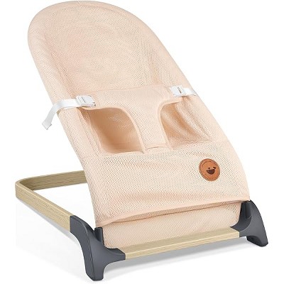 Baby Bouncer, Portable Bouncer Seat for Babies, Infants Bouncy Seat with Mesh Fabric, Natural Vibrations (Light Pink)
