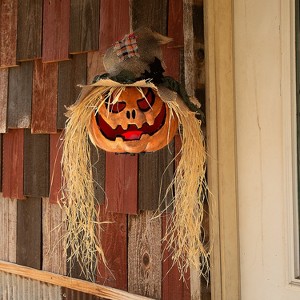 Morris Costumes 2.3 ft Hanging Jack-O-Lantern Head with Straw Hair - Orange - 1 of 3