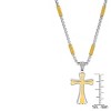 Steeltime 24" two tone stainless steel and 18k gold plated tube link cross pendant - 3 of 4