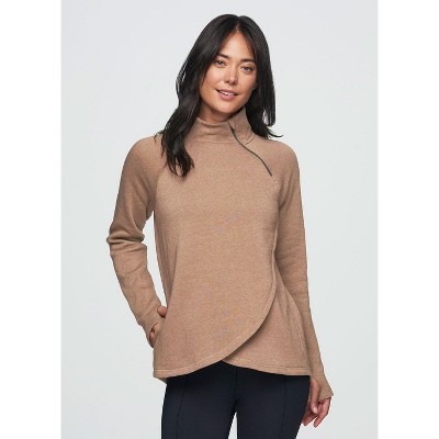 RBX Active Women's Zip Mock Neck Wrap Fleece Pullover Sweatshirt With Pockets