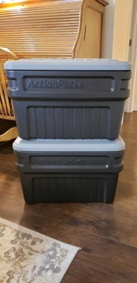 Rubbermaid 8 Gallon Action Packer Lockable Latch Indoor And Outdoor Storage  Box Container, Black (4 Pack) : Target