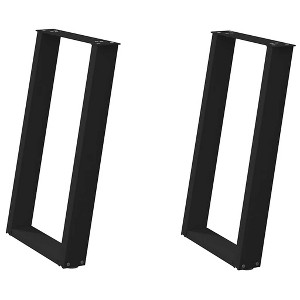 vidaXL U-Shaped Steel Dining Table Legs - Black 23.6"x28.3"-28.7" Modern Design with Adjustable Feet Levelers for Indoor/Outdoor Table Customization - 1 of 4