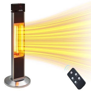 Outdoor Patio Heater Electric, 1500W Infrared Heater with Remote Control, Timer, 3 Heat Settings for Garden, Deck, Garage - 1 of 4