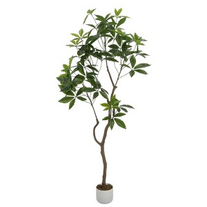 Orieon 5.2FT Artificial Schefflera Tree with Lifelike Trunk, Tall Faux Silk Umbrella Plant in Pot for Home Office Living Room Décor - 1 of 4