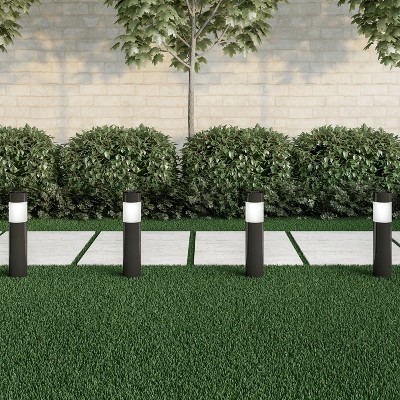 Black Stainless Steel LED Pathway Solar Lights, Set of 6