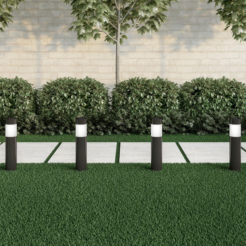 Nature Spring Stainless Steel Outdoor Stake Pathway Solar Lights - Black, Set of 6, 3 of 7