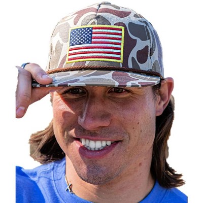 Burlebo Men's Classic Camo American Flag Embroidery Snapback Cap
