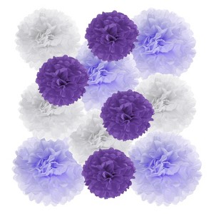 Unique Bargains Wedding Shower Bridal Party Decoration 3 Size Paper Pom Poms Flower Ball 15 Pcs - 1 of 4