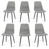 Bingo Armless Dining Chair Set Of 6, Upholstery Fabric for Dining Room Chairs with Black Legs, Dining Chair Set for 6- Maison Boucle - 2 of 4