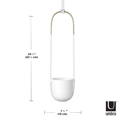 White Ceramic Bowl-Shaped Hanging Planter