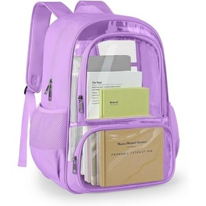 Heavy Duty Backpack, Large Capacity Transparent Bookbag with Reinforced Straps for Security, Travel, and Events - 1 of 4
