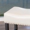 PAGED Saddle Bar Height Stools Set of 2, Modern Wooden Faux Leather Counter Stool Chair with Nailhead Trim for Bar, Kitchen - 3 of 4