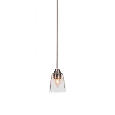 Toltec Lighting Paramount 1 - Light Pendant in  Brushed Nickel with 4.5" Square Clear Bubble Shade