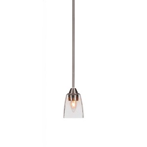 Toltec Lighting Paramount 1 - Light Pendant in  Brushed Nickel with 4.5" Square Clear Bubble Shade - 1 of 1