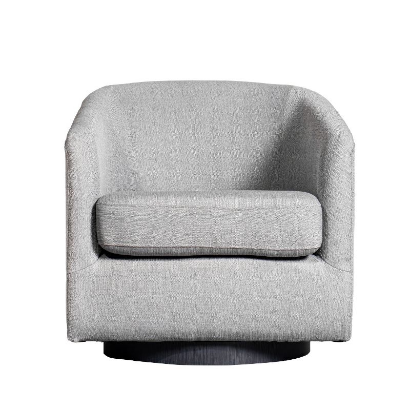 Emma and Oliver Upholstered Club Style Barrel Accent Chair with 360 Degree Swivel Vinyl Wrapped Base and Sloped Armrests, 4 of 14