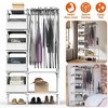 NewHome "Portable Closet Wardrobe Organizer with Hanging Rod, Shelf, 4 Storage Bags & 4 Hooks for Clothes" White - 2 of 4