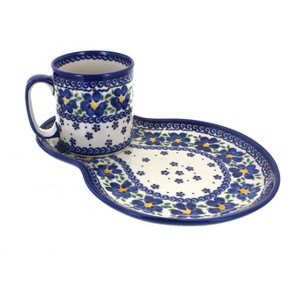 Blue Rose Polish Pottery 209-55 Vena Breakfast Plate & Mug - 1 of 2