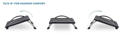 Black Adjustable Ergonomic Under-Desk Footrest with Chrome Frame