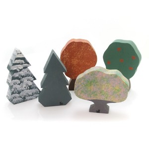 Cats Meow Village 4.0 Inch 1985  Trees Set / 5 Vintage Retired Pine Cherry Village Accessories - 1 of 2