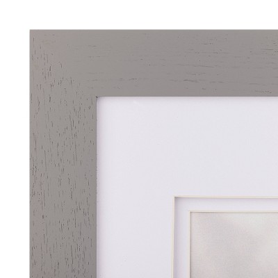 5x7 Gray Wood Frame with Double White Mat for Tabletop and Wall