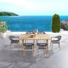 Rectangular Planked Wood Outdoor Dining Set：7-Piece Mesh Weave Chair Patio Furniture - 2 of 4
