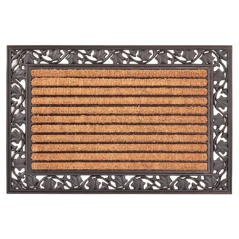 HomeTrax Cocoa Mat Doormat - Cocoa with Ivy Leaf (24" x 36"), 1 of 3