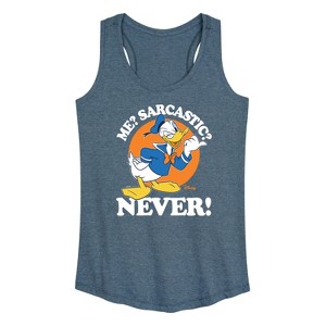 Women's - Disney - Donald Me Sarcastic Never Graphic Racerback Tank - 1 of 4