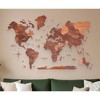 HomeRoots 47" X 79" Brown and Tan Wood World Map Hanging Dimensional Sculpture - 2 of 4