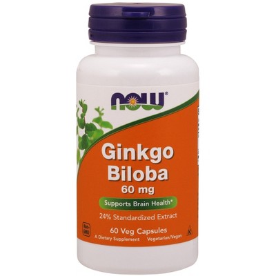 Ginkgo Biloba 60mg 24 % Extract by Now Foods  -  60 Capsule