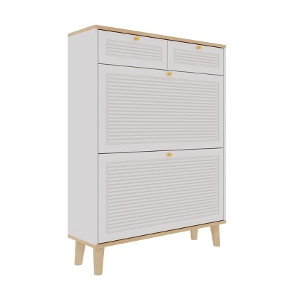 GlasFlength Shoe Racks Compact Entryway Organizer with Flip Doors and Drawers Simple Design for Small Living Spaces, White, 31.5"*9.45"*41.34"