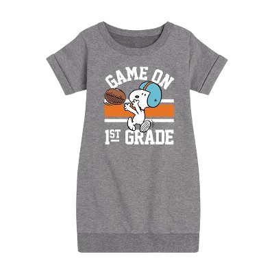 - Peanuts - Game On 1st Grade Graphic Short Sleeve Fleece Dress