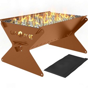 GasOne 15-inch Brown Portable Charcoal Grill  - Foldable BBQ Grill - Camping Grills for Backyard, Bonfire, Patio - Heavy-Duty Portable Fire Pit - 1 of 4
