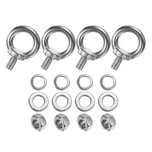 Unique Bargains Stainless Steel Durable Rust-Resistant Eyebolts with Nuts Washers Male Screw for Fastening 10 Pcs - 1 of 4