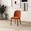 Vynxaria Burnt Orange Velvet Dining Chairs - Mid-Century Modern Set with Wood Legs - 3 of 4
