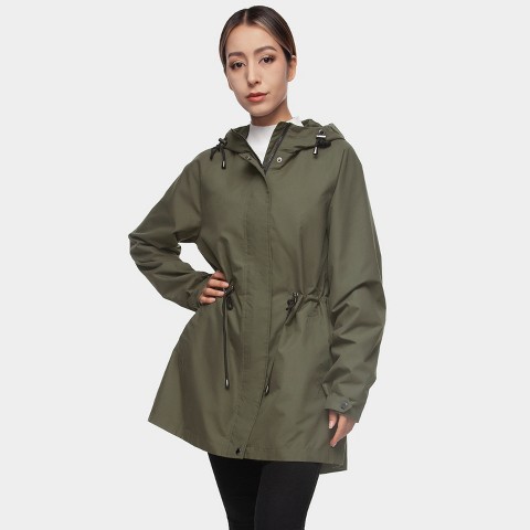 Женские куртки Rokka&Rolla Women's Trench Coat Windbreaker Jacket-Olive, size Medium