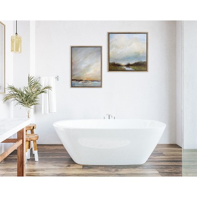 Sylvie Tranquility Landscape Canvas with Gold Frame, 22x22