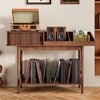 MOEPISY Mid Century Modern Record Player Stand, Vinyl Record Storage with Fluted Sliding Doors, Large Record Player Table - 2 of 4