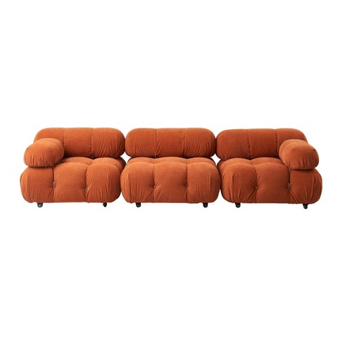 Storied Home Mimosa Couch Terracotta: Upholstered Polyester Sofa, 3 ...